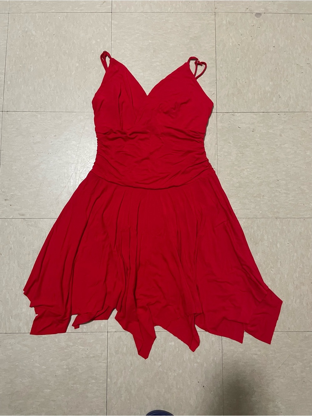 Red V Neck Slip Dress